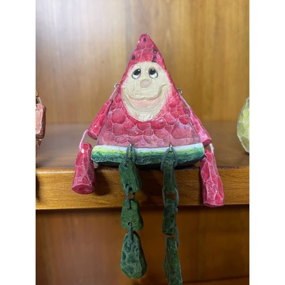 Anthropomorphic Fruit Shelf Sitters Set of 3 Watermelon Orange Pear - Picture 3 of 6